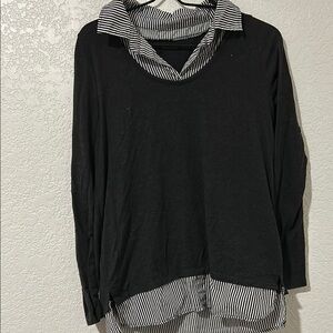 Black and White Striped Women's Top